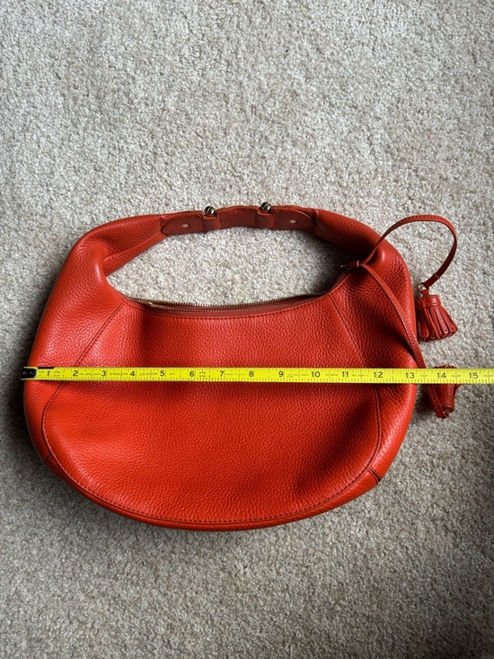 Cole Haan Orange Pebbled Leather Hobo Bag - Picture 6 of 8